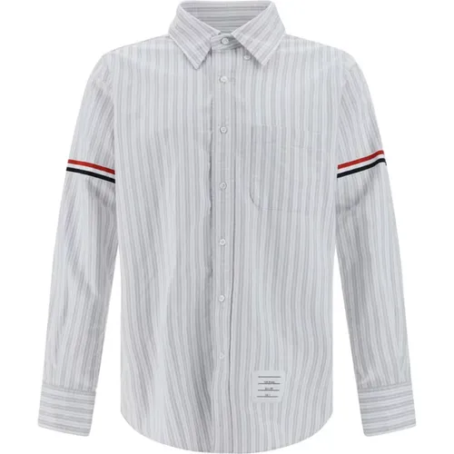 Shirts, male, , Size: M Striped Long Sleeve Shirt with Armband - Thom Browne - Modalova