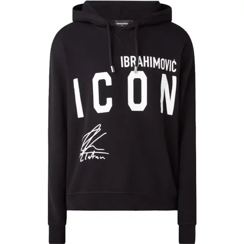 Hoodies, male, , Size: 2XL Hooded Sweatshirt with Ibrahimovic Print - Dsquared2 - Modalova