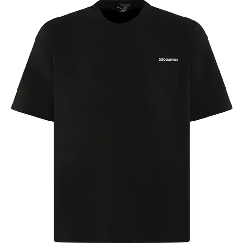 Herren T-Shirt Klassischer Schnitt , Herren, Größe: L - Dsquared2 - Modalova