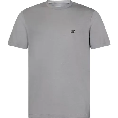 Graue T-Shirts und Polos mit Goggle Hood Grafikdruck , Herren, Größe: M - C.P. Company - Modalova