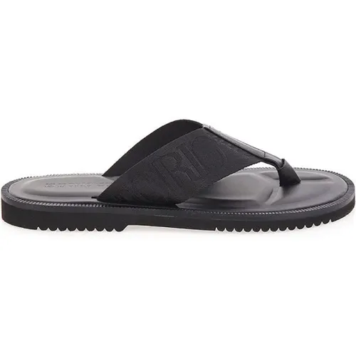 Flip Flops, male, , Size: 7 US Leather Flip-Flop Sandals - Emporio Armani - Modalova