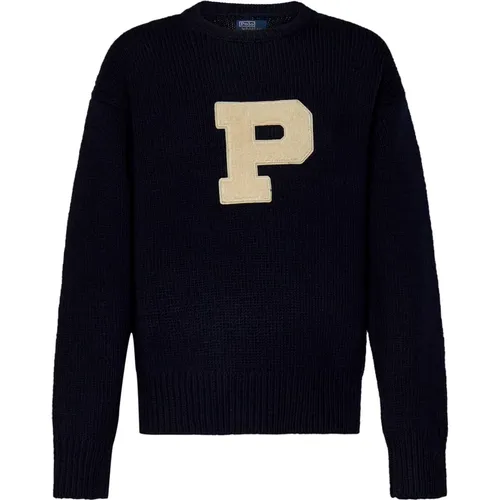 Wool Sweater with P Patch , male, Sizes: S - Polo Ralph Lauren - Modalova