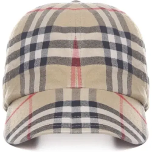 Caps, male, , Size: S Nova Plaid Pattern Cotton Hat - Burberry - Modalova