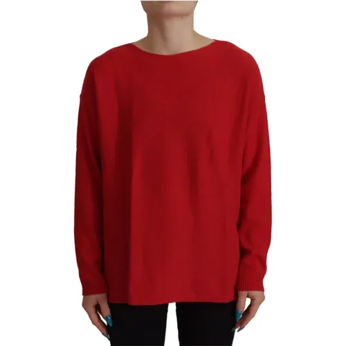 Roter Wollstrick Rundhals Pullover , Damen, Größe: 2XS - Dolce & Gabbana - Modalova
