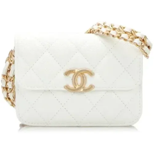 Weiße Leder Chanel Umhängetasche - Chanel Vintage - Modalova