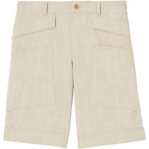 Casual Shorts, male, , Size: L Wool Patch Bermuda Shorts - Burberry - Modalova