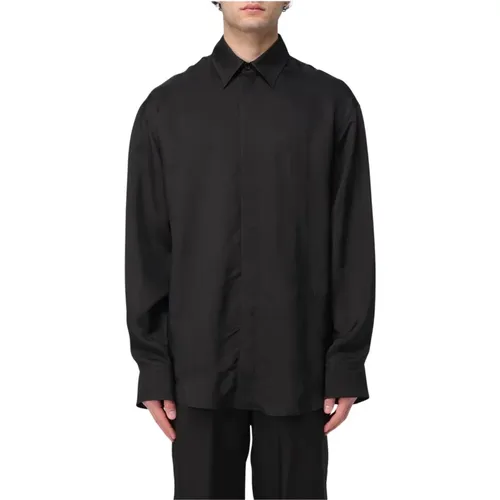 Casual Shirts, male, , Size: XL Silk Long Sleeve Shirt - Msgm - Modalova