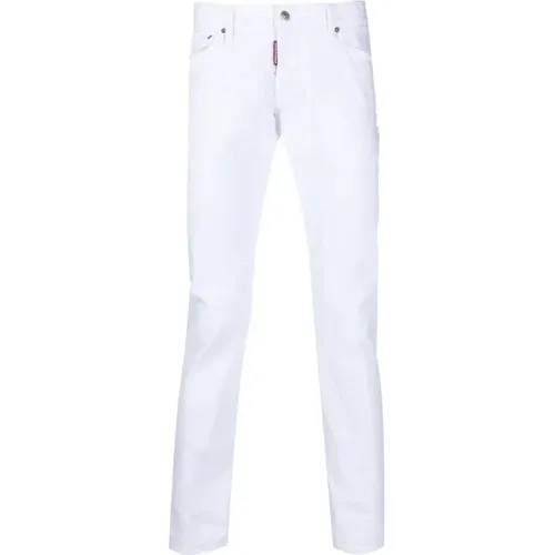 Slim Cut Leg Jeans in Weiß , Herren, Größe: 2XL - Dsquared2 - Modalova