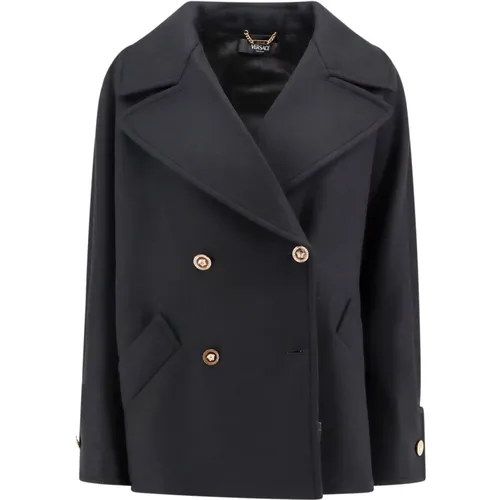 Wool Double-Breasted Coat , female, Sizes: 2XL, XS - Versace - Modalova