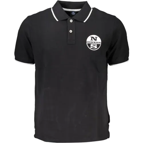 Schwarzes Baumwoll-Poloshirt mit Kurzen Ärmeln , Herren, Größe: M - North Sails - Modalova