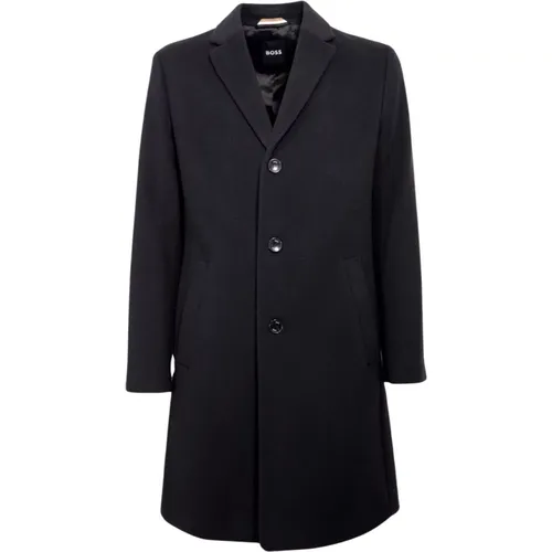 Single-Breasted Coats, male, , Size: L Formal Slim Fit Wool Coat - Hugo Boss - Modalova