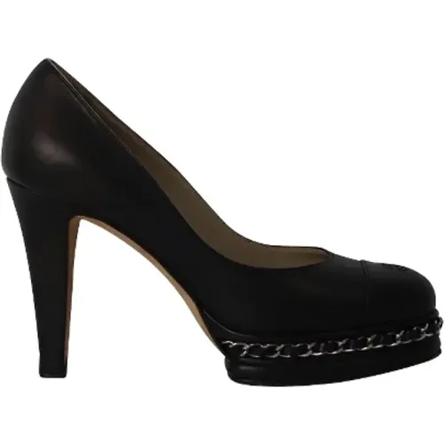 Luxury Leather Chain Detail Heels , female, Sizes: 2 UK - Chanel Vintage - Modalova