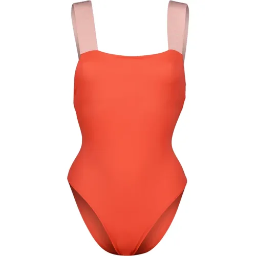 Roter Greca Badeanzug mit Racerback , Damen, Größe: S - Versace - Modalova