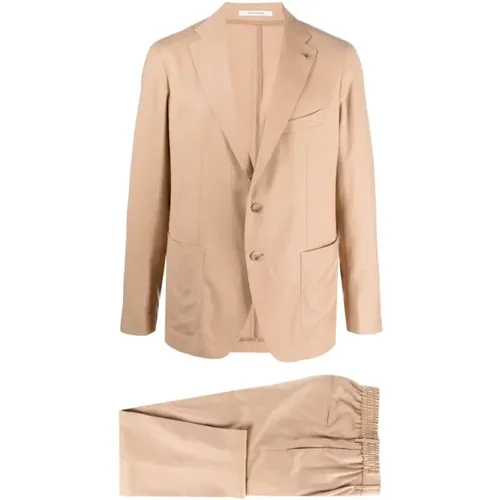 Single Breasted Suits, male, , Size: XL Wool-Blend Suit with Brooch Detail - Tagliatore - Modalova