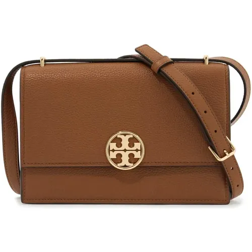 Hammered Leather Crossbody Bag with Double T Logo , female, Sizes: ONE SIZE - TORY BURCH - Modalova