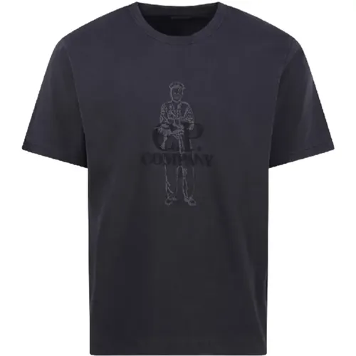 Besondere Kurzarm-T-Shirt , Herren, Größe: M - C.P. Company - Modalova