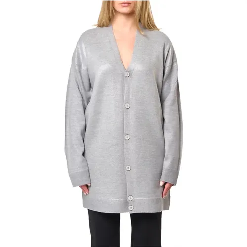 Cardigans, female, , Size: S Grey Knit Cardigan Sweater - MM6 Maison Margiela - Modalova