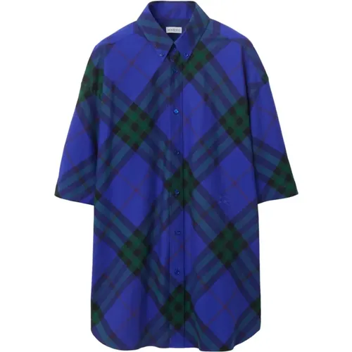 Blaues Oversize Button-Down Hemd , Herren, Größe: M - Burberry - Modalova