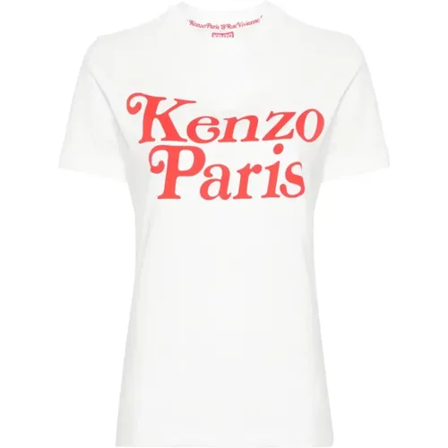 Weiße T-Shirts und Polos mit Paris Druck , Damen, Größe: L - Kenzo - Modalova