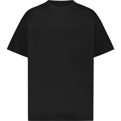 Geprägtes Schwarzes T-Shirt , Herren, Größe: XL - Flaneur Homme - Modalova