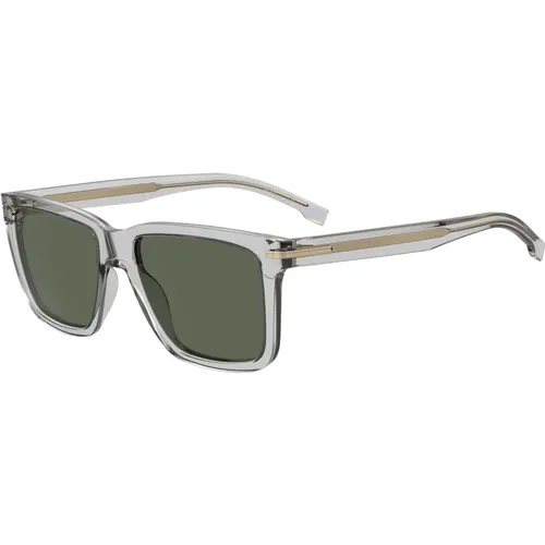 Sunglasses, male, , Size: 55 MM Transparent Grey/Green Sunglasses - Hugo Boss - Modalova