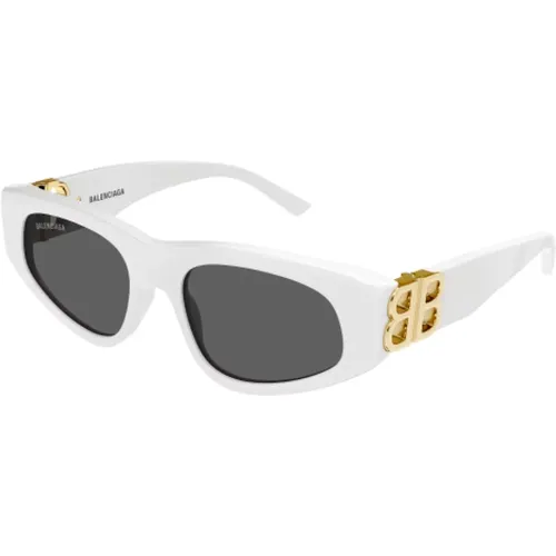 Weiße D-Frame Sonnenbrille mit grauen Gläsern - Balenciaga - Modalova