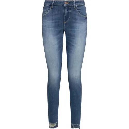 Blaue Skinny Jeans mit Aufgenähtem Logo , Damen, Größe: W25 - Guess - Modalova