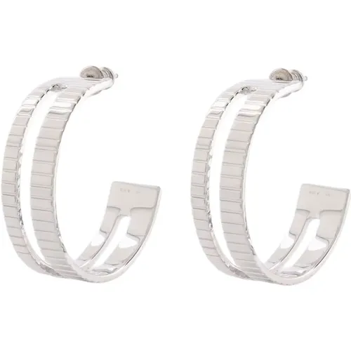 Earrings, female, , Size: ONE SIZE Slot Silver-Plated Hoops - IVI - Modalova