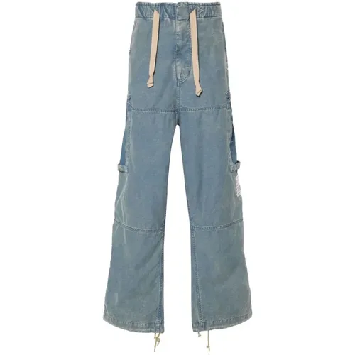 Straight Jeans, male, , Size: L Cotton Patchwork Drawstring Pants - Mihara Yasuhiro - Modalova