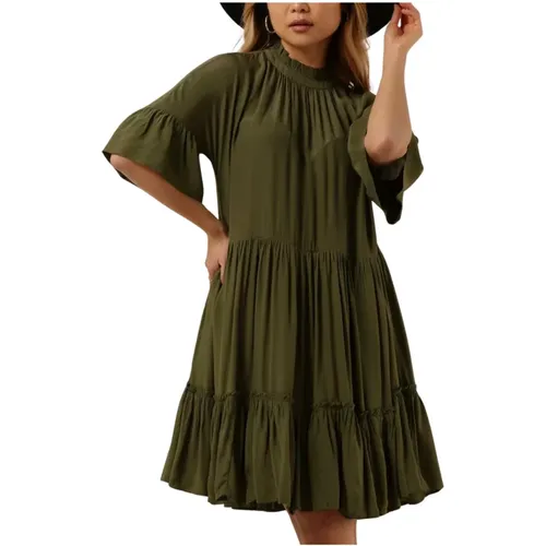 Kurzes Kleid mit Rüschenärmeln Grün , Damen, Größe: L - Scotch & Soda - Modalova