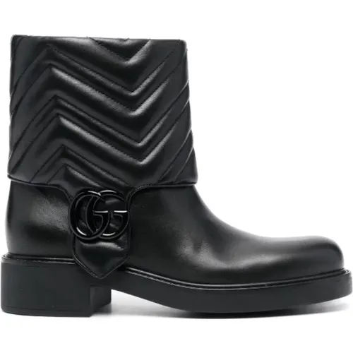 GG leather ankle boots , female, Sizes: 7 UK - Gucci - Modalova