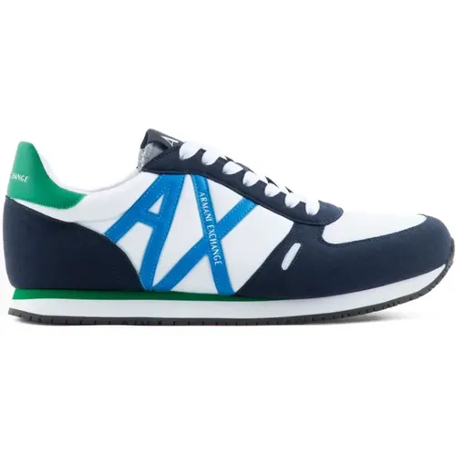 Sneakers, male, , Size: 12 US Blue Mesh Suede Sneakers - Armani Exchange - Modalova