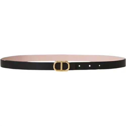 Belts, female, , Size: S Reversible Leather Belt with Oval T Buckle - Twinset - Modalova