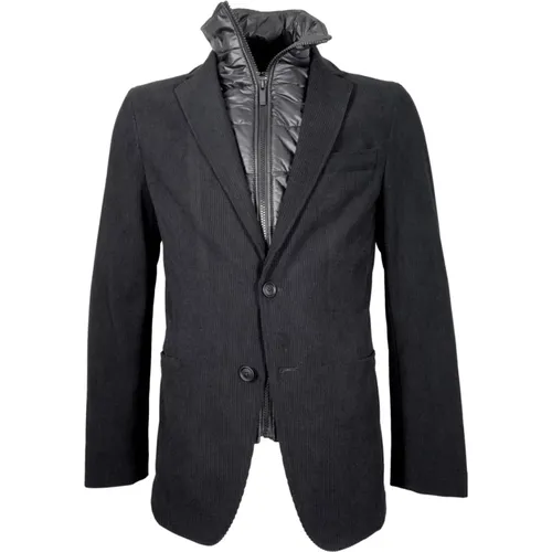 Blazers, male, , Size: M Slim Fit Corduroy Jacket Black - Hugo Boss - Modalova