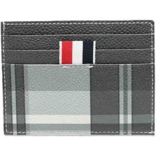 Check-Pattern Cardholder Wallet Black , male, Sizes: ONE SIZE - Thom Browne - Modalova