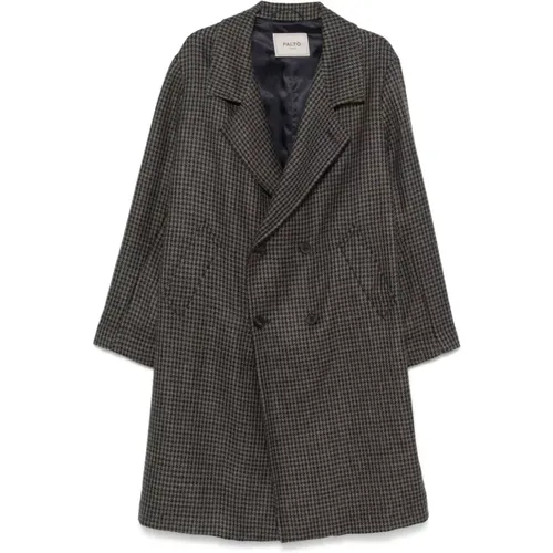 Double-Breasted Coats, male, , Size: M Long Wool Double-Breasted Coat - Paltò - Modalova