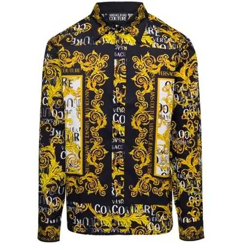 Schwarzes Barockdruckhemd für Herren , Herren, Größe: XL - Versace Jeans Couture - Modalova