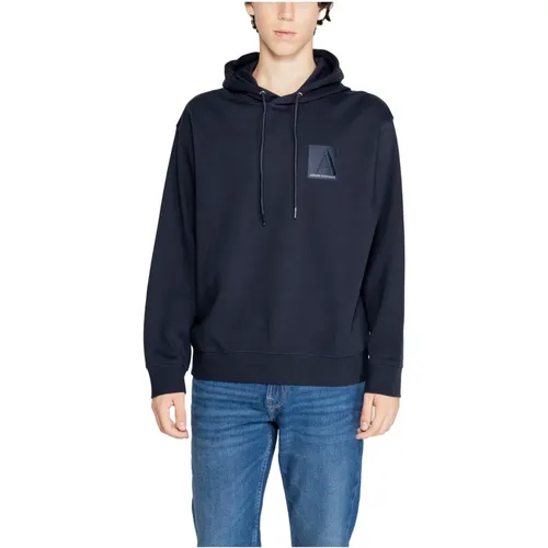 Blaue Einfarbige Kapuzenpullover Männer , Herren, Größe: L - Armani Exchange - Modalova