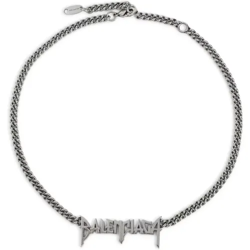 Necklaces, male, , Size: ONE SIZE Typo Metal Necklace - Balenciaga - Modalova