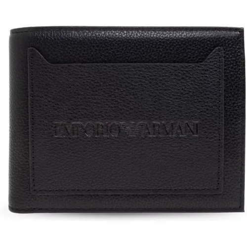 Wallets & Cardholders, male, , Size: ONE SIZE Leather wallet with logo - Emporio Armani - Modalova