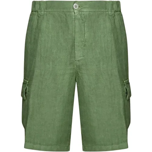 Linen Cargo Shorts , male, Sizes: M - 120% lino - Modalova