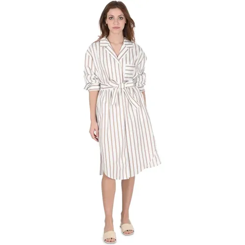 Cotton Blend Beige Dress , female, Sizes: M, S - Hugo Boss - Modalova
