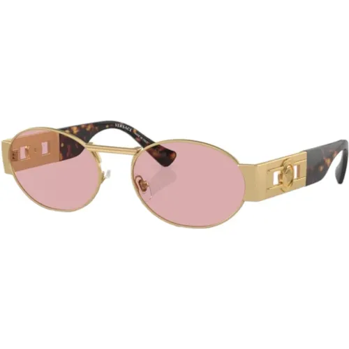 Matte Goldene Ovale Sonnenbrille , Damen, Größe: 56 MM - Versace - Modalova