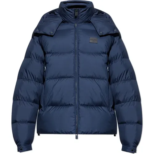 Down Jackets, male, , Size: XL Down jacket with detachable hood - Emporio Armani - Modalova