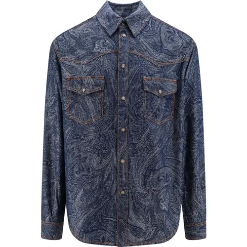 Iconic Print Cotton Linen Shirt , male, Sizes: L - ETRO - Modalova