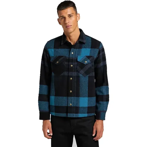 Wool Overshirt Sky-L , male, Sizes: S - Lee - Modalova