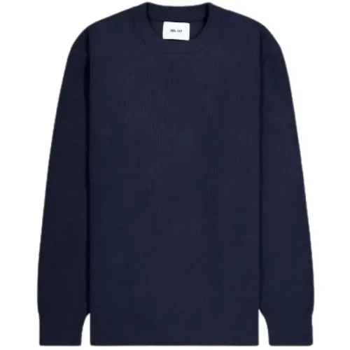 Round-neck Knitwear, male, , Size: S Round Neck Ribbed Pullover - Nn07 - Modalova