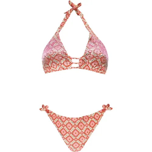 Fuchsia Floral Bikini Set , female, Sizes: M, S - Miss Bikini - Modalova