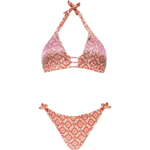 Fuchsia Floral Bikini Set , female, Sizes: S - Miss Bikini - Modalova