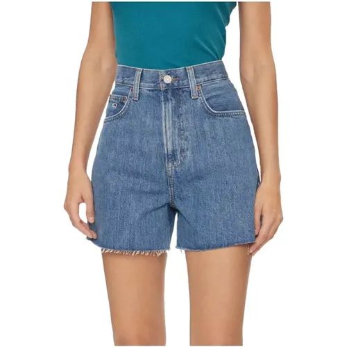 High Waist Mom Short in Soft Cotton Denim , female, Sizes: W29, W30, W25, W28, W24, W26 - Tommy Hilfiger - Modalova